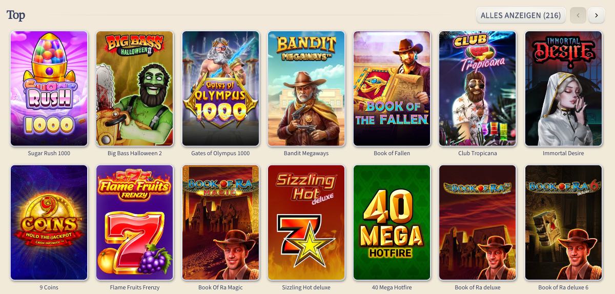 Casino ohne LUGAS Spielauswahl